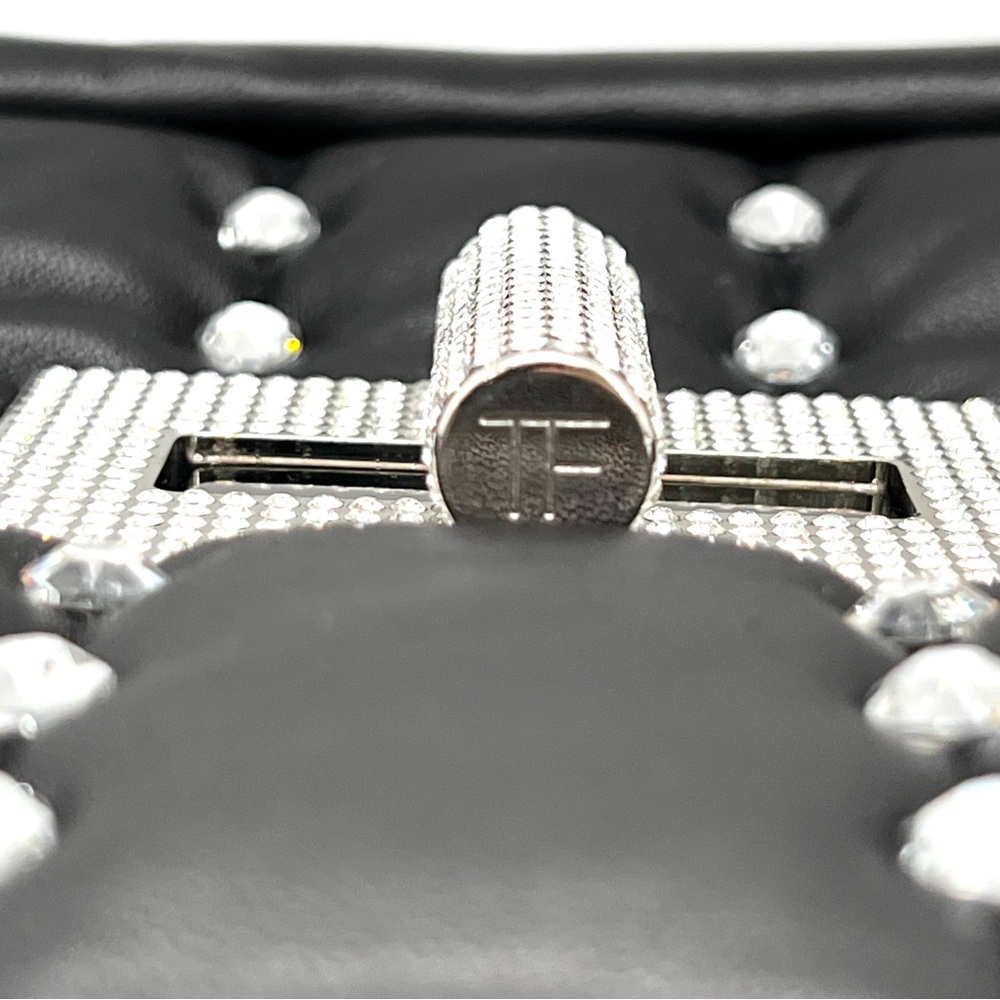 Tom Ford Black Leather Purse Studded Sequin Chain Link Shoulder Bag - Picture 13 of 16